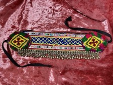 Vintage Upcycled Kuchi Tribal Choker Necklace Headband Boho Festival Beaded Used