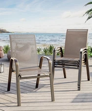 Patio Chairs Set of 4, Stackable & Lightweight Outdoor Patio Chairs Set with ...