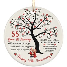 55 Years Love Ornament Happy 55th Anniversary Santa Claus Couple Christmas Gift