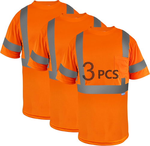 Safety Shirt Short Sleeve High Visibility Reflective Breathable T Shirt for Work - Bild 9 von 12