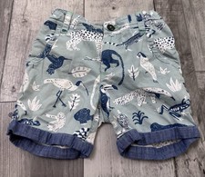 Mini Boden Boys Shorts 6Y Chino Animal Summer Grey Smart Zoo Turn Up Adjustable