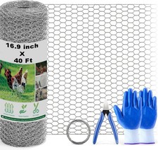 Chicken Wire Fencing Mesh 16.9 Inch x 40 Feet Metal Floral Chicken Wire Fence