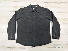 Levis Shirt Mens Large Standard Fit Black Denim Pearl Snap 85745
