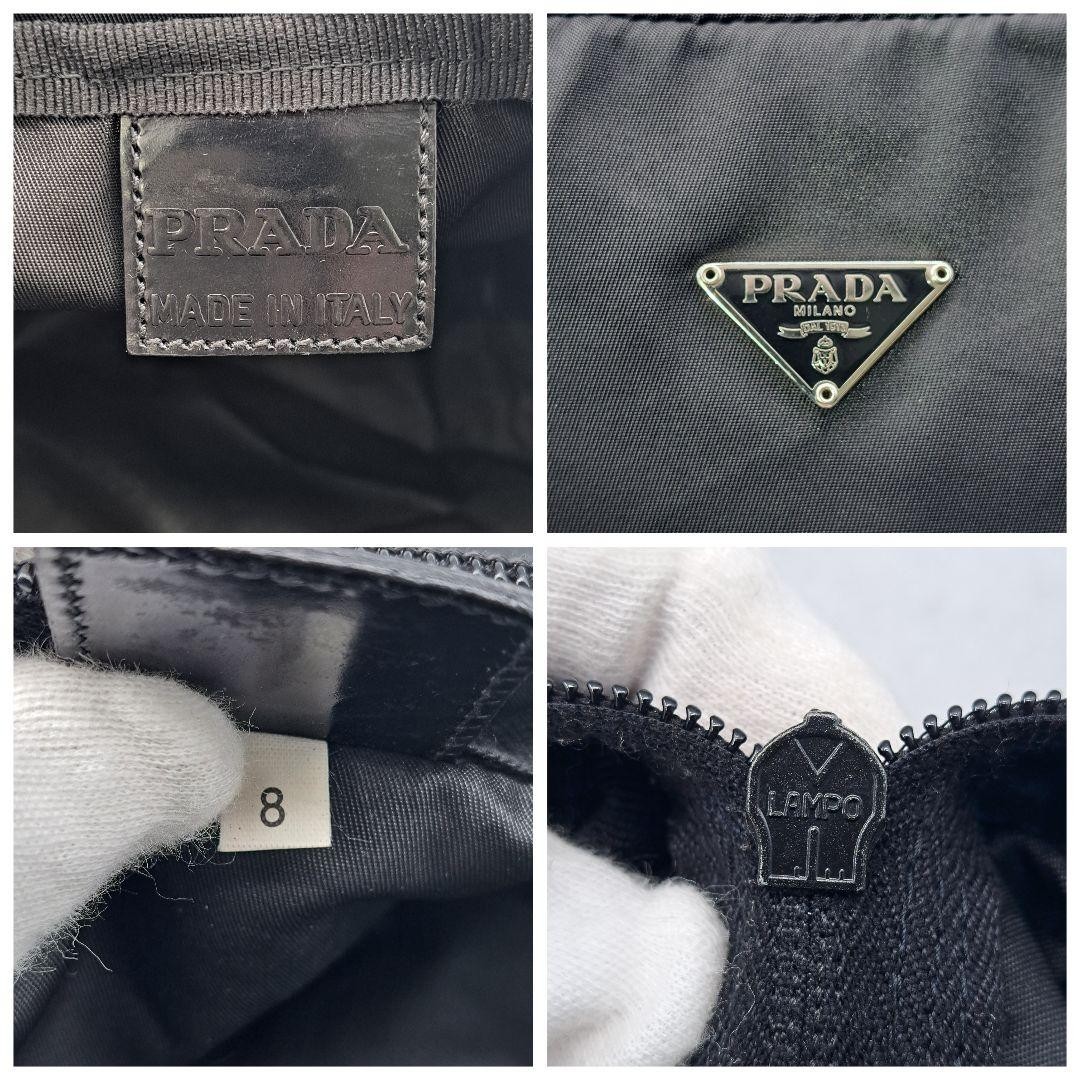 PRADA Nylon Pouch Triangular Logo Plate Black Whi… - image 10
