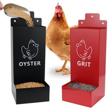 2 Pack Chicken Oyster Shell Feeder and Grit Feeder,Corner Chicken Feeder Auto...