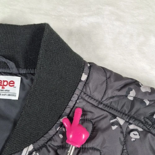 AAPE By A Bathing Ape Vest Men's Large Black Gray Streetwear Puffer Quilted Camo image 8