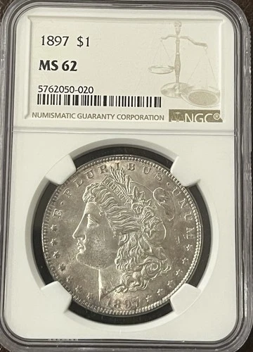 1897  Morgan Silver Dollar $1 - NGC MS62