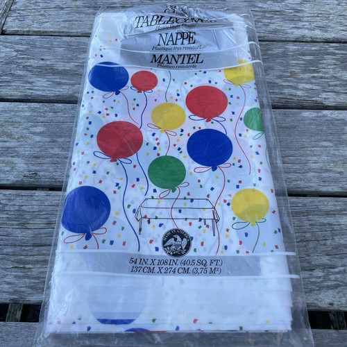 Plastic Tablecloth Tablecover Balloons Birthday Party Picnic 54x108 Heavy Duty