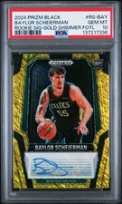 Baylor Scheierman 2024 Prizm Black Gold Shimmer FOTL Auto Rookie #01/10 PSA 10 