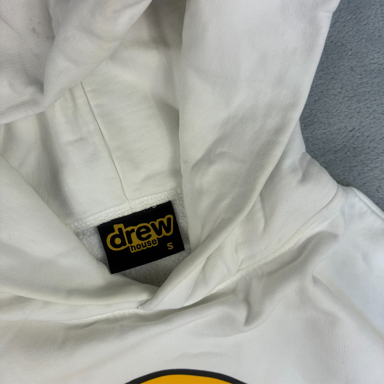 Vintage Drew House Mascot White Yellow Smiley Face Oversized Small Hoodie image 5