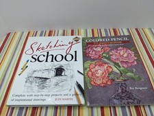 Lot Of 2 Art Books, Colored Pencil for the Serious Beginner, Sketching School