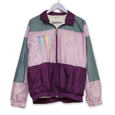 Windjacke Sergio Tacchini Vintage Lila Und Grau Colorblock 90er Jahre - Schnitt