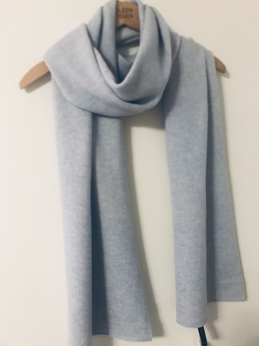 NWT $198 EILEEN FISHER Morning Glory Blue Lofty Cashmere Long Scarf - Picture 7 of 10