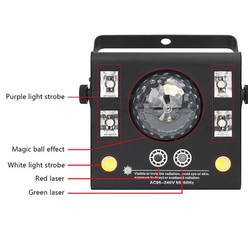 Neu 4 in 1 gemischtes LED Licht Party DJ Disco Lichteffekt Muster Stroboskop Licht USA - Bild 7 von 12