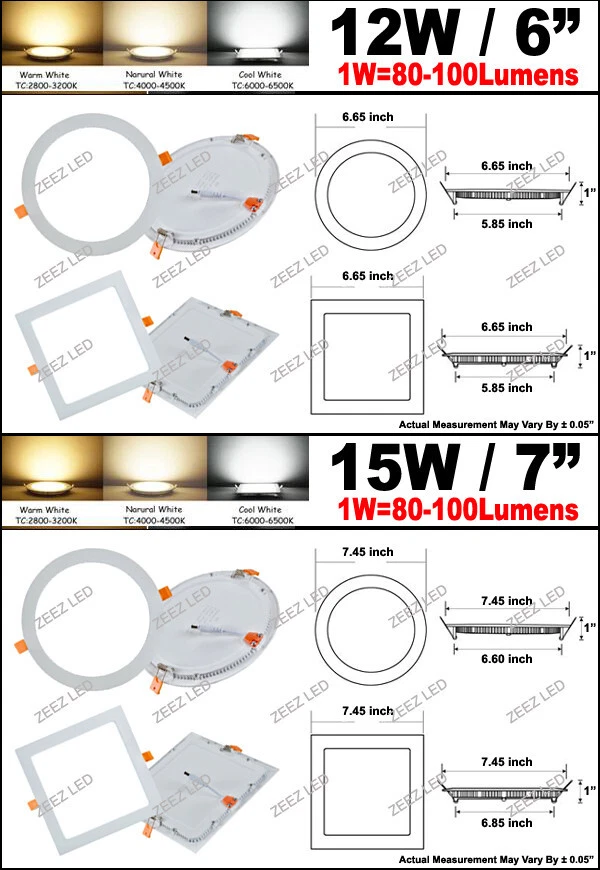 2/3/4/5/6/7/8/9/11-Inch Recessed Lighting Canless LED Ceiling Can Light Fixture - Image 4 of 4