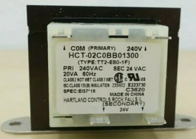 HEARTLAND CONTROLS HARTLAND HCT-02C0BB0 1300 TT2-E80-1F 20v 24vac 60hz 4WIRE TRANSFORMER s080-c032