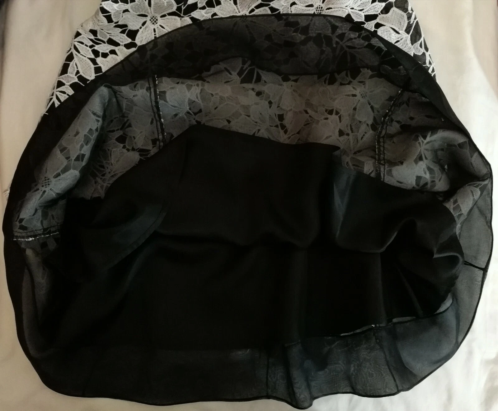 OFF WHITE Maria Grazia Severi abito corto senza spalline bianco sporco nero ITA 42 UK 10 RRP £685