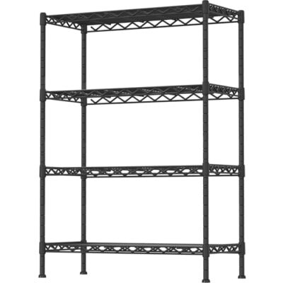Black Metal 4 Shelf Adjustable Heavy Duty Storage Shelving Unit Organizer 
