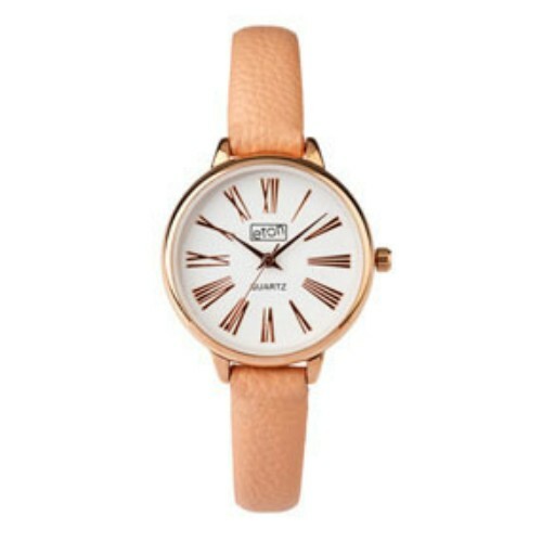 Reloj de pulsera con esfera de figuras romanas modernas caja tono oro rosa