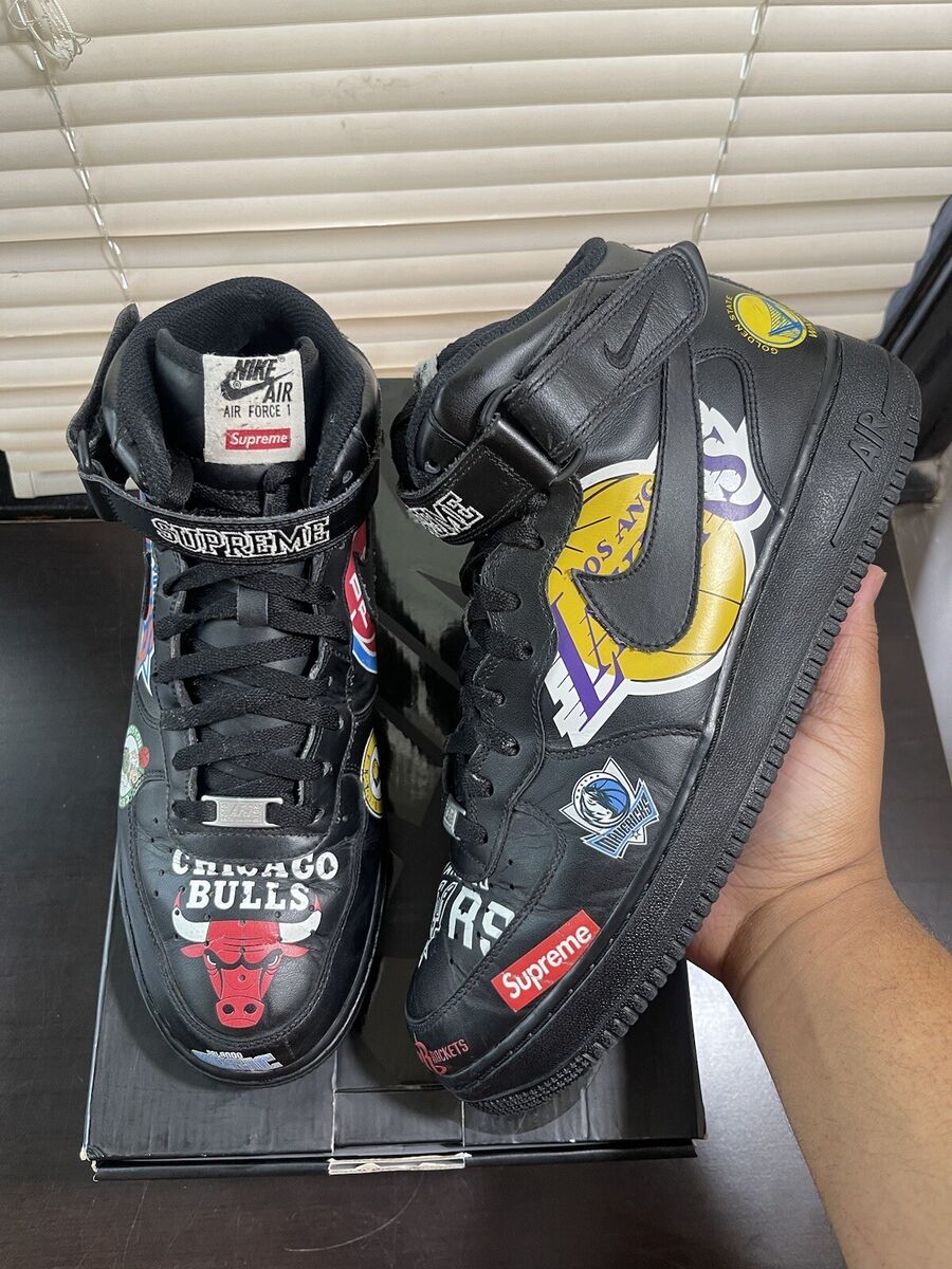Nike Supreme x NBA x Air Force 1 07 Mid Black Size 11.5 Worn Nike Supreme x NBA x Air Force 1 07 Mid Black Size 11.5 Worn