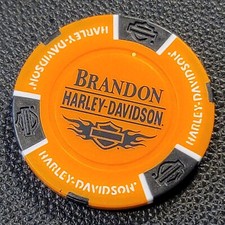 BRANDON HD ~ FLORIDA (Orange/Black design 1) Harley Davidson Poker Chip CLOSED