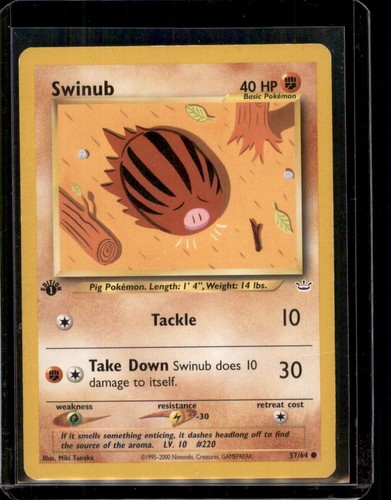 Swinub 57/64 1st Edition Neo Revelation Pokemon Card - Heavy Play - Picture 1 of 2