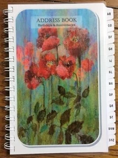 Address Book  with A-Z Tabs Birthday & Anniversary Spiral Organizer Poppy Cover