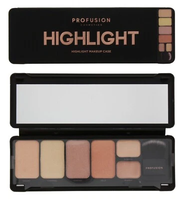 Profusion Cosmetics Make up 6 Shade Highlight Palette and Brush Gift Beauty Set