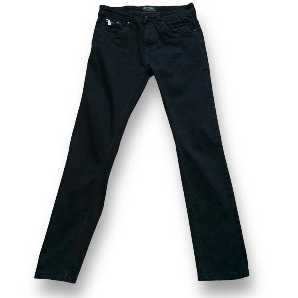 Mens Steve s Jeans Black Stretch Denim Zipper Pocket Detail Slim