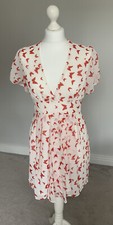New Ladies Womens White Butterfly Vintage Style Tea Dress Jarlo London M/L 10