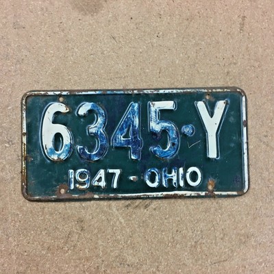 1 Antique 1947 Ohio Car License Plate Free Shipping Ebay