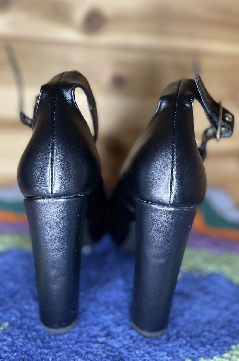 Dolls Kill LAMODA Black Afterglow Platform Heels Heart