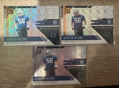 2018 Unparalleled Quenton Nelson 3x Lot Base & Flight COLTS