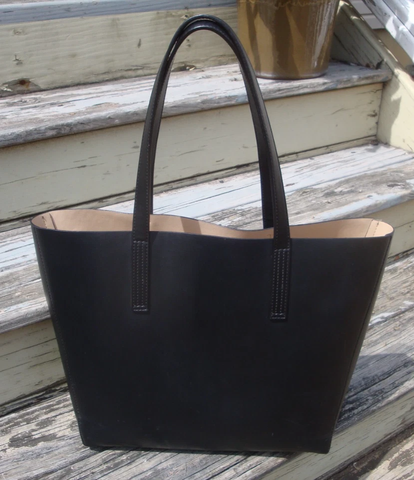 J CREW Bolso de Cuero Negro Grande Cartera Hobo Bolso de Mano Motociclista Boho Playa Shopper Foto 4 de 4