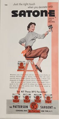 1955 Print Ad Satone Alkyd Flat Enamel Paint Patterson Sargent Cleveland,OH