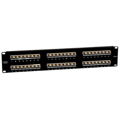 JPM5E48-45ANG-UU - PATCH PANEL 48PORT CAT5E BLK 2U RACK MOUNT 110 45DEG UP PORTS