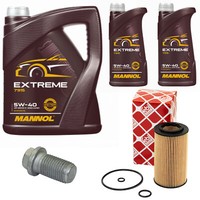 MotoröL Set Mannol 5W-40 7 Liter + ÖLfilter + Schraube FüR Mercedes C-Klasse CLK
