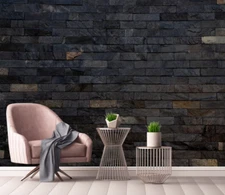 3D Black Bricks ZHUA140658 Wallpaper Wall Murals Removable Self-adhesive Amy