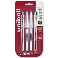 Uniball Vision Elite 69094PP 0.8mm Bold Point Rollerball Pens, 4-Color Set