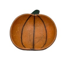 Wooden Pumpkin Bowl Distressed Looking Perfect for Halloween Candy