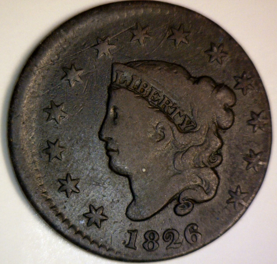 1826 ERROR OFF CENTER Coronet Head LARGE CENT VF Det. Coin NICE EARLY O/C LOT #2 - Image 3 of 4