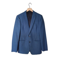 Calvin Klein Blue Wool Mohair Exteme Slim Fit Single Breasted Blazer Sz 38R