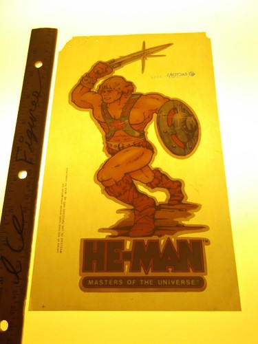 Vintage 80's Masters of the universe HE-MAN T-SHIRT IRON-ON, sword n shield - Picture 2 of 3