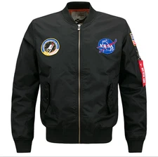NEW MENS EMBROIDERED NASA JACKET MILITARY ARMY FLIGHT BOMBER JACKET