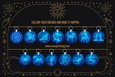 Zodiac Design 2 side printed keychain( custom design welcome)