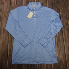 Collars  Co Polo Shirt Mens Medium Blue Gingham Dress Collar Golf Performance