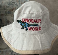 Dinosaur World Beige Embroidered Bucket Hat