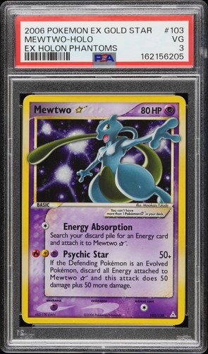 Pokemon Mewtwo Gold Star Holo Holon Phantoms 103/110 PSA 3