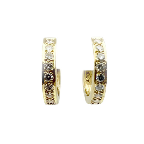 Diamond 18K Yellow Gold Huggies Style Earrings