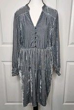 Holding Horses Anthropologie Crushed Velvet Dress Size Small Babydoll Longsleeve